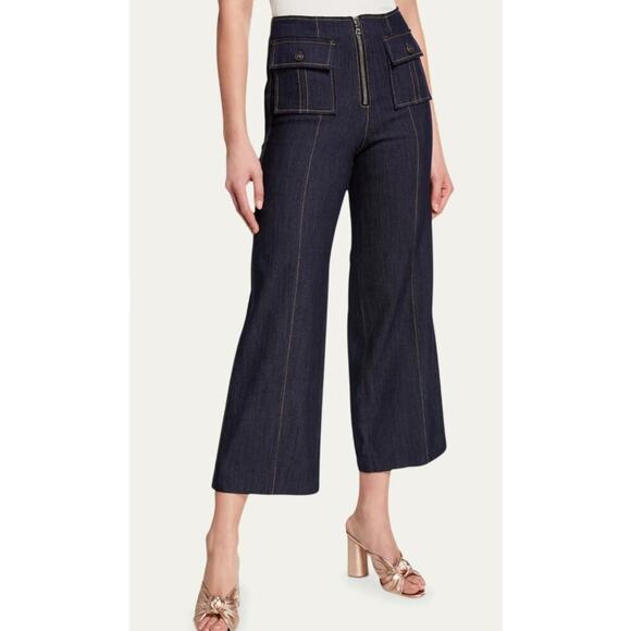 Cinq a Sept Azure Wide Leg Stitched Jeans Size 6 - Picture 2 of 10